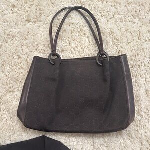 Perfect condition Authentic GUCCI GG Monogram Dark Brown Shoulder Tote Bag small